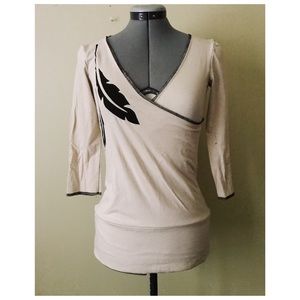 Herbandevi Feather Print Handmade Top Sz S